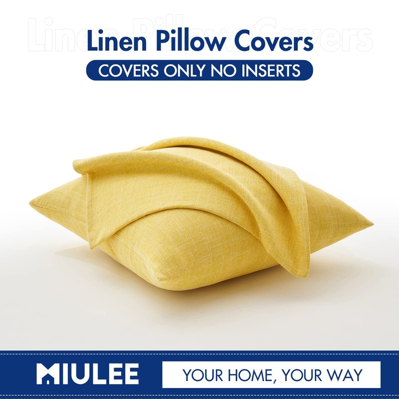 MIULEE Pack of 2 Decorative Throw Pillow Covers Linen Burlap