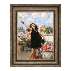 FOLKOR Vintage Canvas Frame for 5x7 Art Prints Oil Paintings, 2.4" Extra Wide Ornate Open Back Wall Picture Frames for Landscape Family Animal Memorial Portraits, No Cover & Back (Rustic Blue)