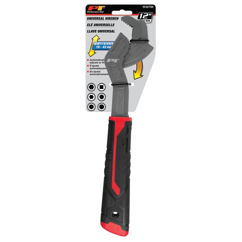 Performance Tool W30798 12 In. Universal Wrench, Drop-Forged Chrome Vanadium,