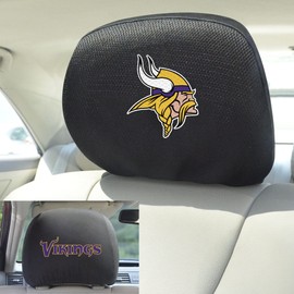 FANMATS 12505 Minnesota Vikings Embroidered Head Rest Cover Set - 2 Pieces