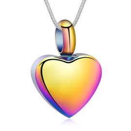 Cremation Jewelry Small Heart Urn Necklace for Ashes Stainless Steel Ashes Pendant Keepsake for Women Men Memorial (Z-Colorful)
