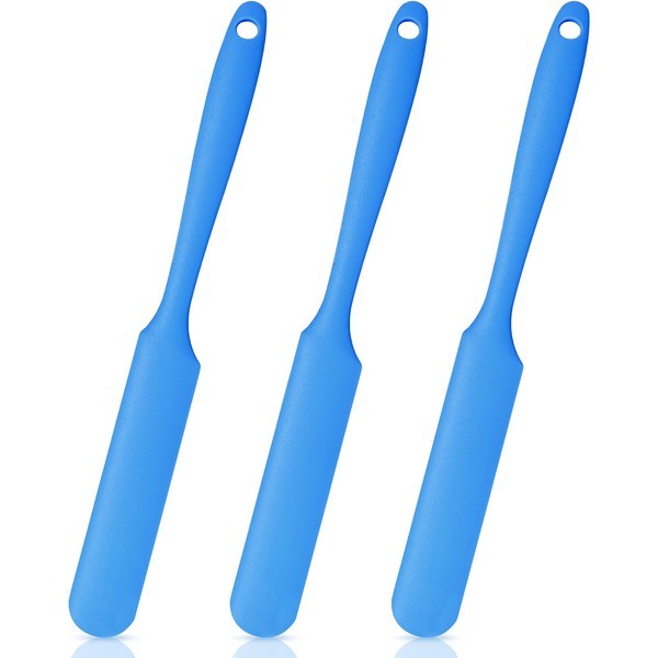 3 Pieces Non-stick Wax Spatulas Silicone Spatula Waxing Applicator Hair Removal Sticks Applicator Spatula Reusable Scraper Hard Wax Sticks for Home Salon Body Use (Blue)