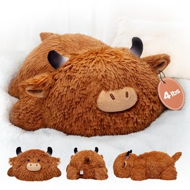 Mewaii Mewaii Weighted Highland Cow Plush, Weighted Stuffed Animals 4.0 Lbs, Weighted Cow Plush for Kids, Highland Cow Stuffed Animals, Weighted Plush Toy Birthday Gifts for Women, Girls and Males (23 inch)