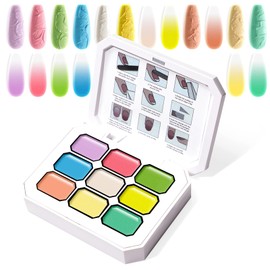 U-Shinein Gradient Painting Gel, 9 Colors Ombre Gel Nail Polish for 3D Nail Sculpting Gel Painting Effect Pigment Pat Nails Aura Nails, French Manicure Long Lasting Home Salon Nail Art Easter Egg