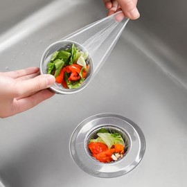 200 Pack Kitchen Sink Strainer Mesh Bag, Anti-Clogging Disposable Sink Drain Covers, Kitchen Essentials Sink Filter Nets, Fits Most Sink Strainers (4.0 x 4.0 Inch)