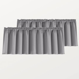 Mrs.Naturall Grey Valance Curtains for Windows 36x16 Inch Length