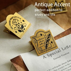 Brass Gold Clip Binder Clips Metal Paper Clips Heavy Duty Bulldog Hinge Clips Notebook Clips Flat Vintage Journal Clips Large File Binder Clip Clamp for Office School Planner Letter