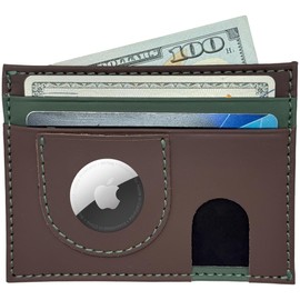 Havee Pico Genuine Cowhide Leather Card Wallet with AirTag Slot and RFID Blocking Protection - Marrón
