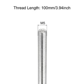 sourcing map Fully Threaded Rod M5 x 100mm 0.8mm Thread Pitch 304 Stainless Steel Right Hand Threaded Rods Bar Studs 10 Pack
