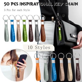 Roowest 50 Pcs Inspirational Gift for Women Silicone Keychain Employee Appreciation Gift Bulk Teacher Coworker(Vivid Color)