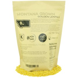 Montana Whole Golden Lentils • 4 lb Resealable Bag • Non-GMO • Kosher • Vegan • Non-Irradiated (Will Sprout) • Yellow Lentils