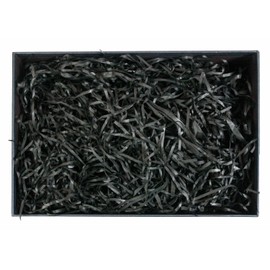 Emartbuy Rigid Gift Box, 30.5 x 23 x 5 cm, Black Box with Lid and Gold Satin Ribbon and 50g Shredded Paper in Black