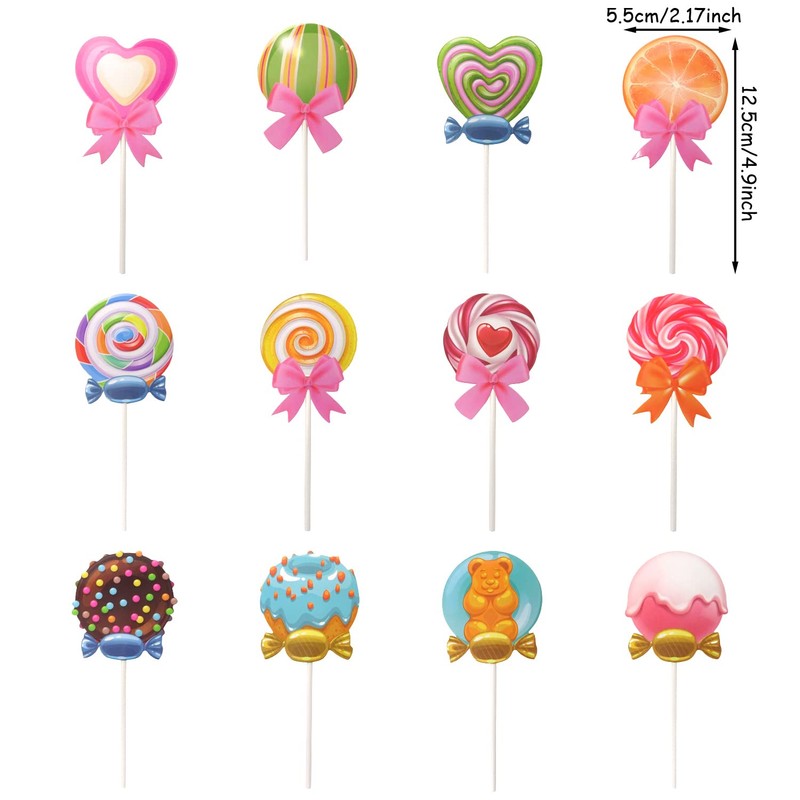 yueton 12 decoraciones para tartas con temática de caramelos para