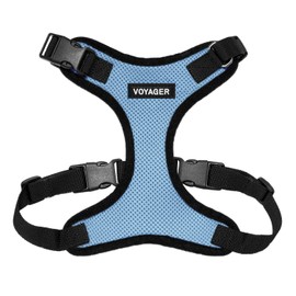 Voyager Step-in Lock Pet Harness - All Weather Mesh, Adjustable Step in Harness for Cats and Dogs by Best Pet Supplies - Baby Blue/Black Trim, S