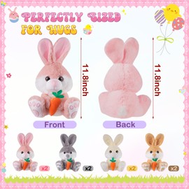Blueweenly 4 Pack 12 Inch Easter Bunny Stuffed Animal Cute Bunny Plush with Carrot Easter Rabbit Stuffed Plush Toys Easter Basket Stuffers Gifts for Girls Boys Kids Easter
