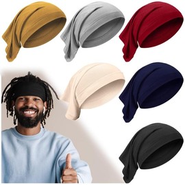 6 count Unisex Spandex Dreadlocks Bands Elastic Long Hair Dreads Head Wraps Braids Bonnet Tubes Solid Colors Tube Headbands for Men Women Hair, (Classic Color) - Color: Bright Color