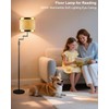 Lightdot 70IN Black Floor Lamp Dimmable Linen Shade LED Floor