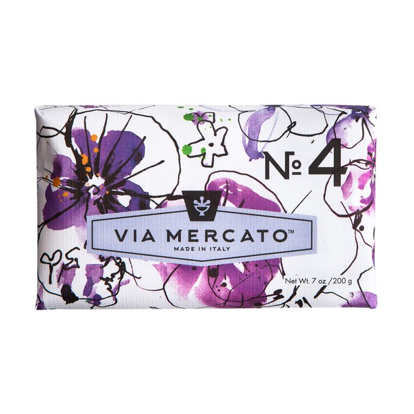 Via Mercato Italian Soap Bar (200 g), No. 4 - Violets, Magnolia & Amber