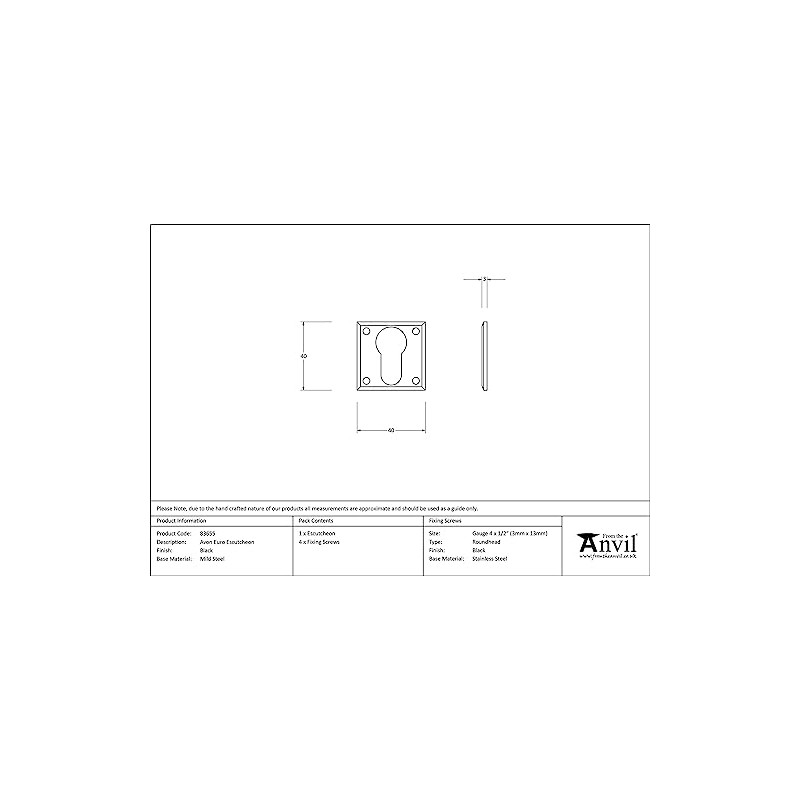 From The Anvil Black Avon Euro Escutcheon