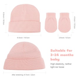 DRESHOW Baby Beanie Hat Mitten Set Infant Toddler Kids Winter Warm Knit Hat with Gloves for 3 Months - 24 Months Girls Boys Children