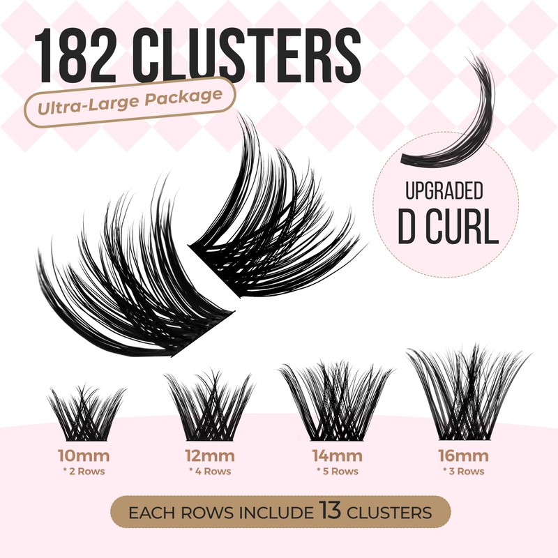 LASHVIEW LASHVIEW Lash-Extension-Clusters 182pcs D Curl Lash Clusters Natural Look