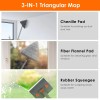 2-in-1 Baseboard Cleaner Mop Extendable Handle 8 Reusable Fiber Flannel