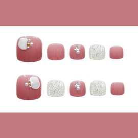 Nail Tips, 24 Pieces, Thumb Nail Stickers, Foot False Nails, Nail Tips, Reusable, Gel Nail Tips, Summer Nails, Weddings, Coming-of-Age Ceremonies, Foot Nails, Easy Nail Removable, For Feet (F061)