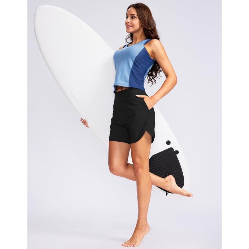 G Gradual Women's 5" High Waisted Swim Board Shorts Quick