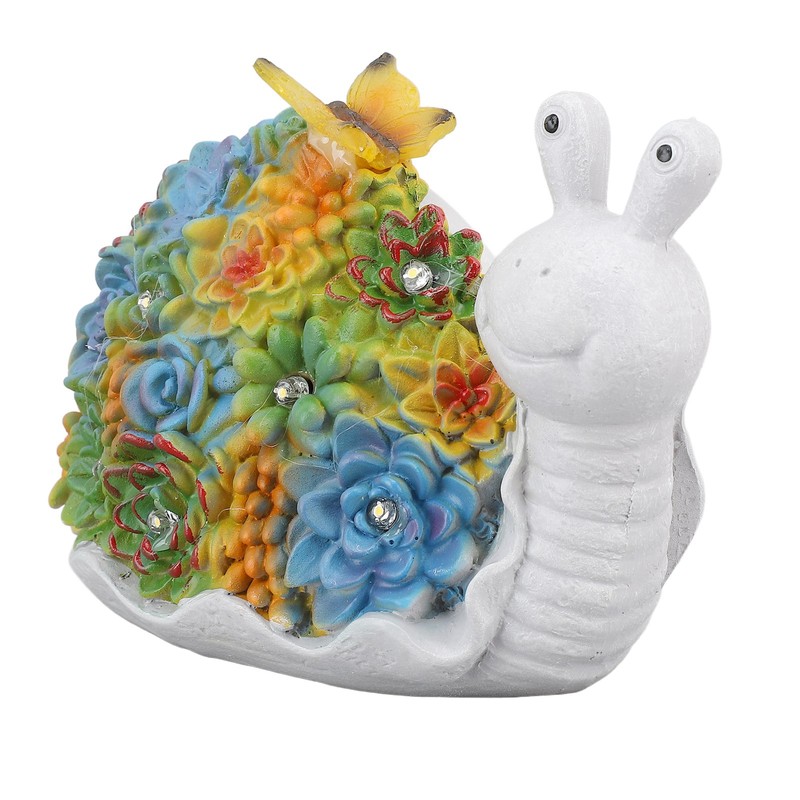 Solar Snail Statue Waterproof Cute Snail Figurine Succulents Garden Ornament