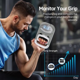 Grip Strength Tester Trainer - Grip Strength Trainer Hand Grip Dynamometer Adjustable Grip and Digital Screen 265 Lbs / 120 Kgs with Finger Strengthener for Sports Home School Gym Use
