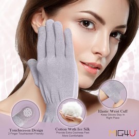 MIG4U Guantes de belleza hidratantes para pantalla táctil, manos secas, eccema, spa, tratamiento cosmético, gris morado, 3 pares talla S/M