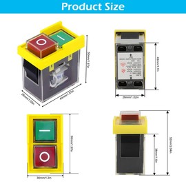 GothicBride Universal Emergency Stop Switch, KJD6 5E4 250V 6A, Safety Switch, Electromagnetic Switch, Waterproof, Magnetic, Machine Switch, Tool Switch, Start Button, Protection Class IP55