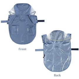 Waterproof Dog Raincoat, Adjustable Reflective Lightweight Pet Rain Clothes with Poncho Hood(XX-Large, Blue&Grey)