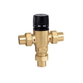 Caleffi 521509A 3-Way Thermostatic Mixing Valve, Low-Lead Brass 3/4" Sweat
