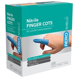 AeroShield Nitrile Finger Cots, Small, Box of 100