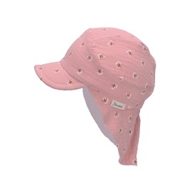 Sterntaler Unisex Children's Peaked Cap Neck Scarf Flowers Children's Hat, Pale Pink