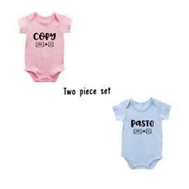 AOUYOA Baby Twins Baby Bodysuits Copy Paste Newborn Romper Boys Girls Gift Twins Baby Clothing, Pink Blue Copyv, 0-3 months