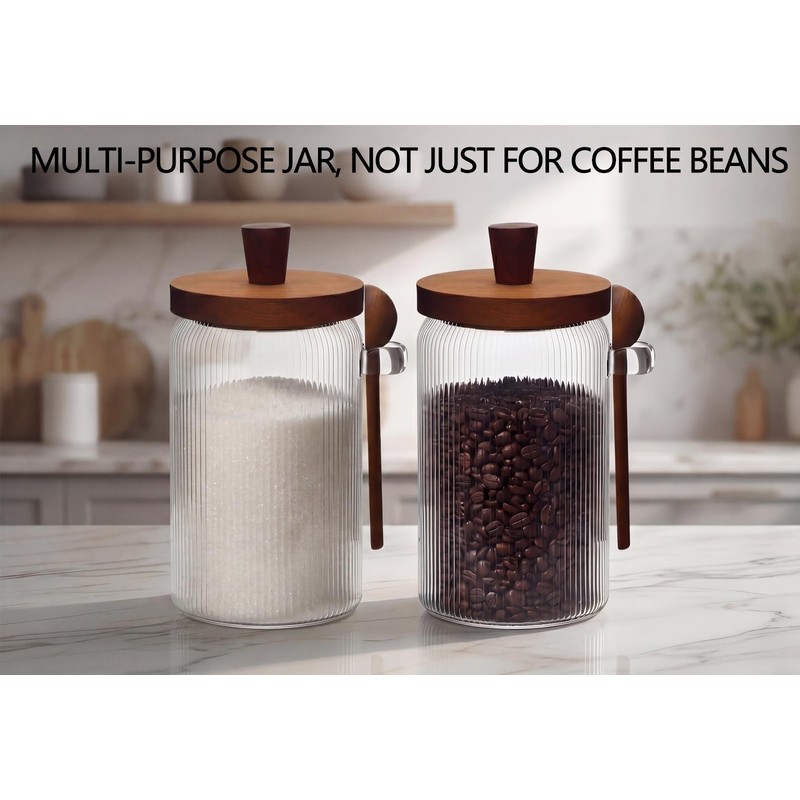 31oz Airtight Coffee Canister with Scoop, Glass Coffee Container for