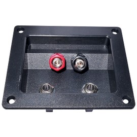 AERZETIX - C53553 - Set of 2 terminal blocks/terminals 2 bananas x 2 jack 6.3mm terminal recessed rectangular connection speaker connection terminal - 2 way - for screwing in