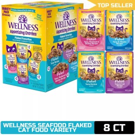 Wellness® Wellness Flaked Favorites Seafood Variety Pack Cat Food 1.4 oz Pouch x8