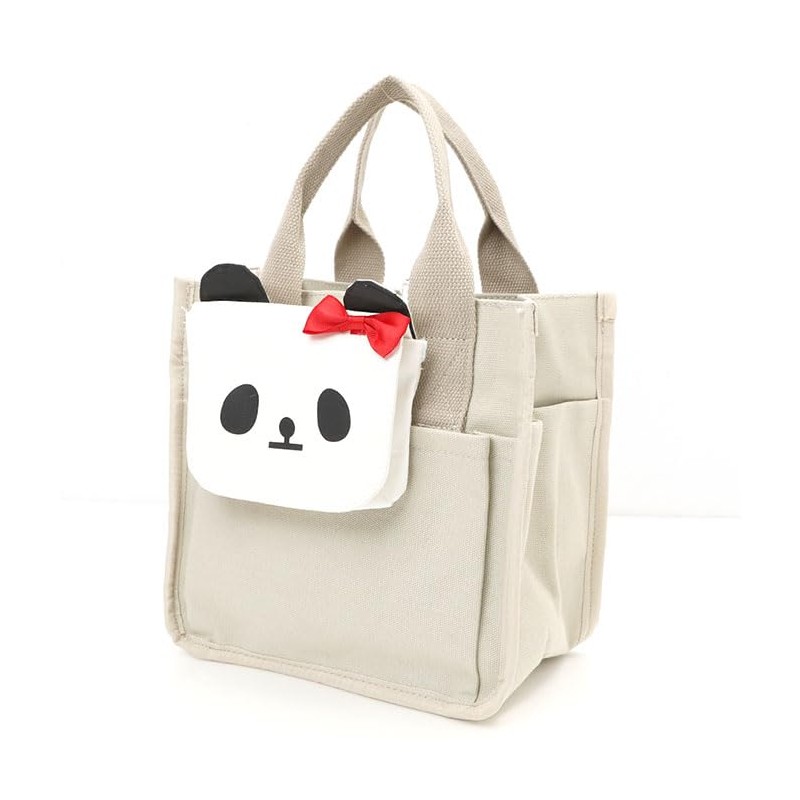 Twin Canvas Panda Clip Pocket B 15x12cm