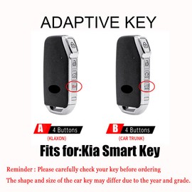 HIBEYO for KIA Telluride Key Case Holder 4 Button Alloy Key Fob Cover for KIA Telluride Seltos Soul Forte GT EX Sportage Sorento Cerato NIRO Push Key Smart Key Cover Accessories -B Type Black