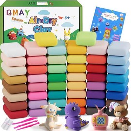QMay 에어 드라이 클레이 50 컬러 DIY 모델링 스타터 키트와 조각 도구 예술적인 [50 colors+accessories] QMay Air Dry Clay 50 Color DIY Modeling Starter Kit and Sculpting Tools Artistic [50 colors+accessories]
