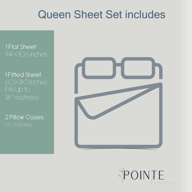 Pointehaven 180 GSM 100% Cotton Flannel Sheet Set - Queen,
