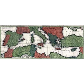 Antiguos Maps 1695 Mare Mediterraneum Old World Exploration MAP Vintage Repro Print 24x60
