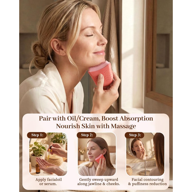 Lymphatic Contour Face Brush, Silicone Face Brush for Lymphatic Drainage