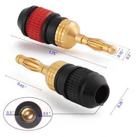 Unifizz Deadbolt Banana Plugs 24K Gold Plated Safety Speaker Connector Banana Plugs for Speaker Wire, Home Theater, Wall Plate, Audio/Video Receiver and Sound Systems(6 Pairs/12 Pcs)