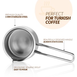 Quality Turkish Coffee Pot - Turkish Coffee Maker, Chai Pot, Arabic Coffee Pot, Briki Greek Coffee Pot, Greek Briki, Cezve, Ibrik (24oz)