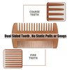 Pearwood Beard Comb, Wooden Beard Comb for Men with Leather