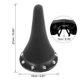 X AUTOHAUX 27x15x7cm Bike Saddle Black PU Leather Shallow Seat with Rivets